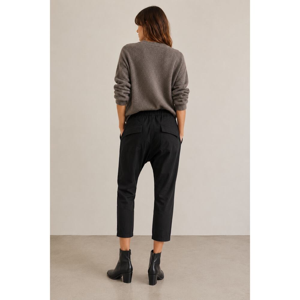 Nili Lotan M Elastic Waist Casablanca Pants $395 Crop Cotton Jet Black NWT - Picture 11 of 14